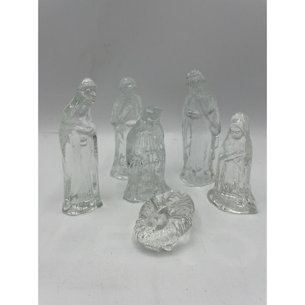 Miniature Crystal Nativity Set Christmas Jesus Mary Joseph Wise Men Figurines 4”